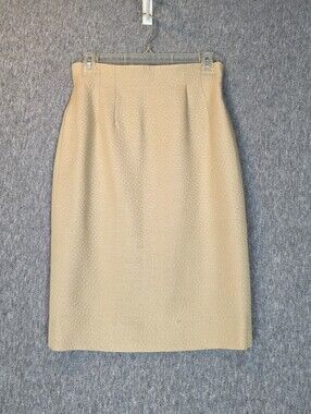 Vintage Christian Dior Textured Wool Blend Pencil Skirt Cream Japanese 11=US Med